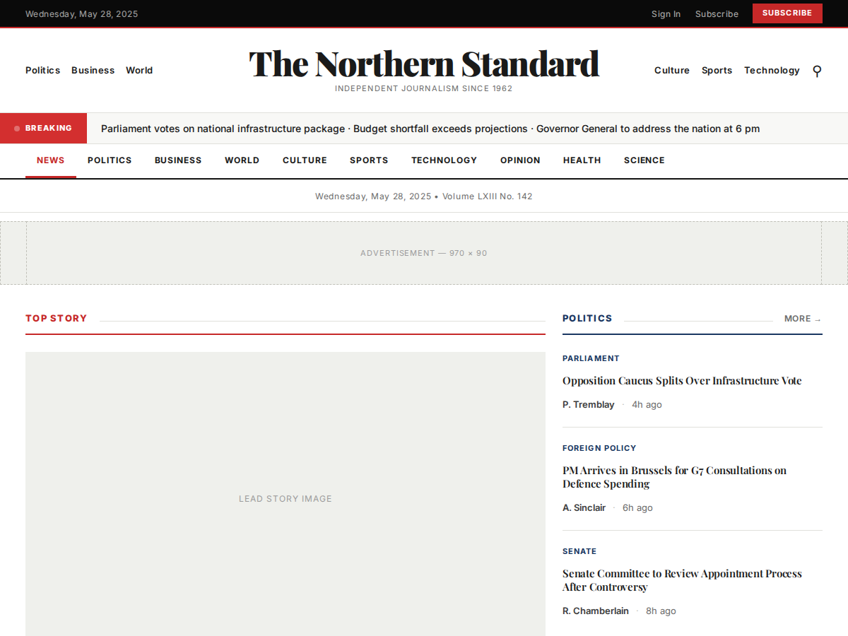 Masthead — free WordPress FSE newspaper theme screenshot