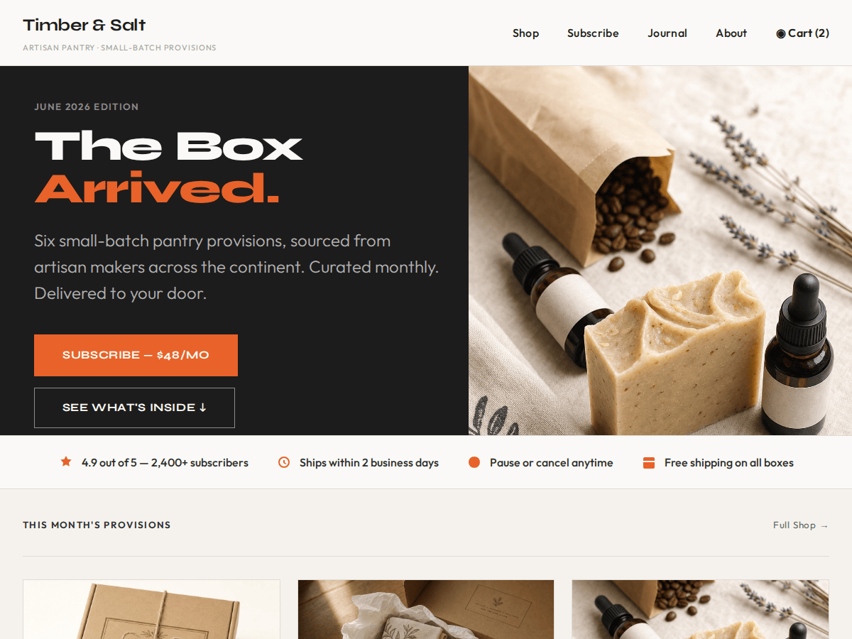 Parcel: free WordPress FSE theme for DTC brands screenshot