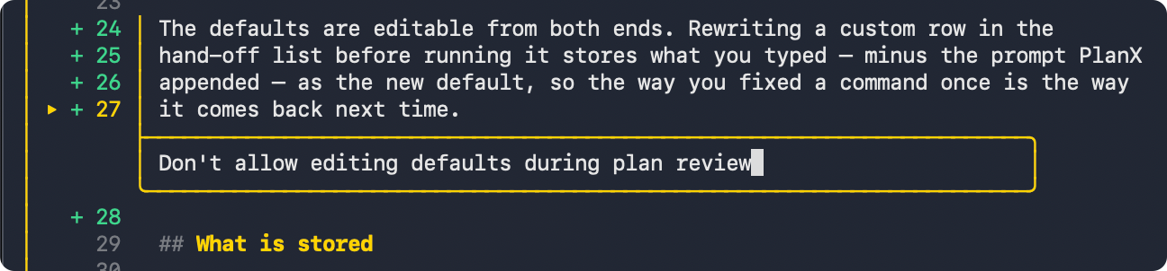 PlanX feedback