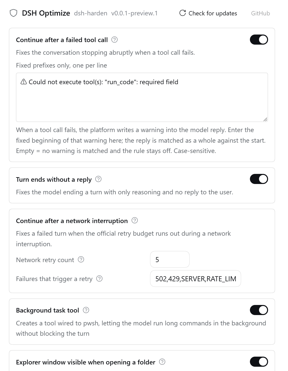 Settings (English · light)