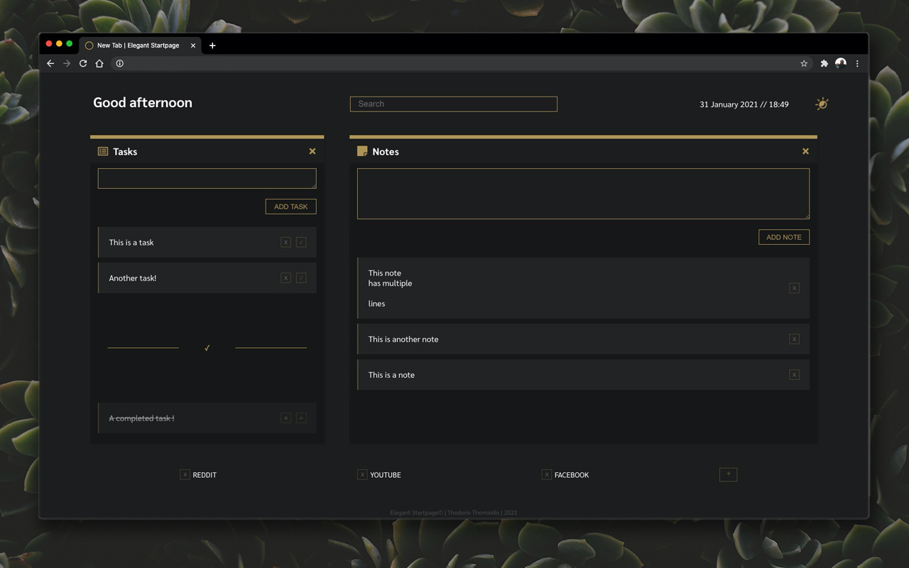 GitHub - thomaidistheo/elegant-startpage: New Tab startpage replacement ...