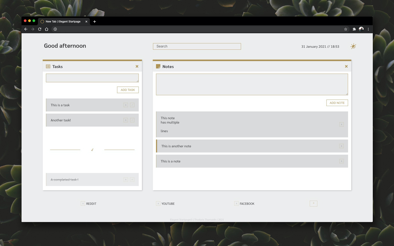 GitHub - thomaidistheo/elegant-startpage: New Tab startpage replacement ...