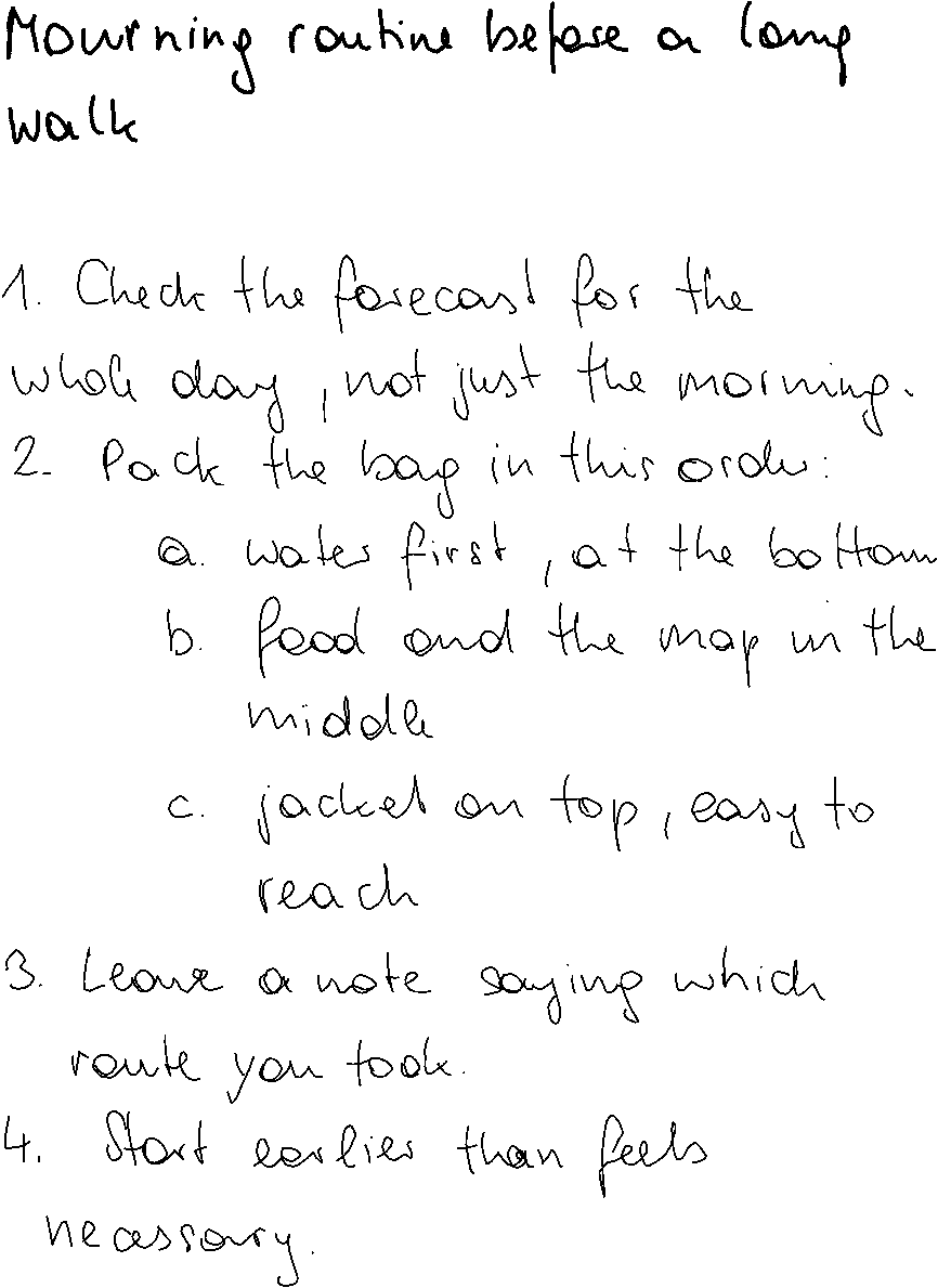 The handwritten reference page for Numbered list