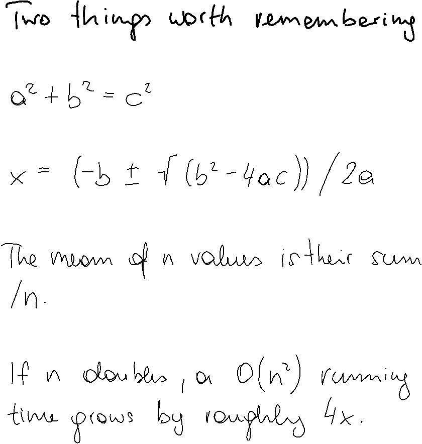 The handwritten reference page for Formula