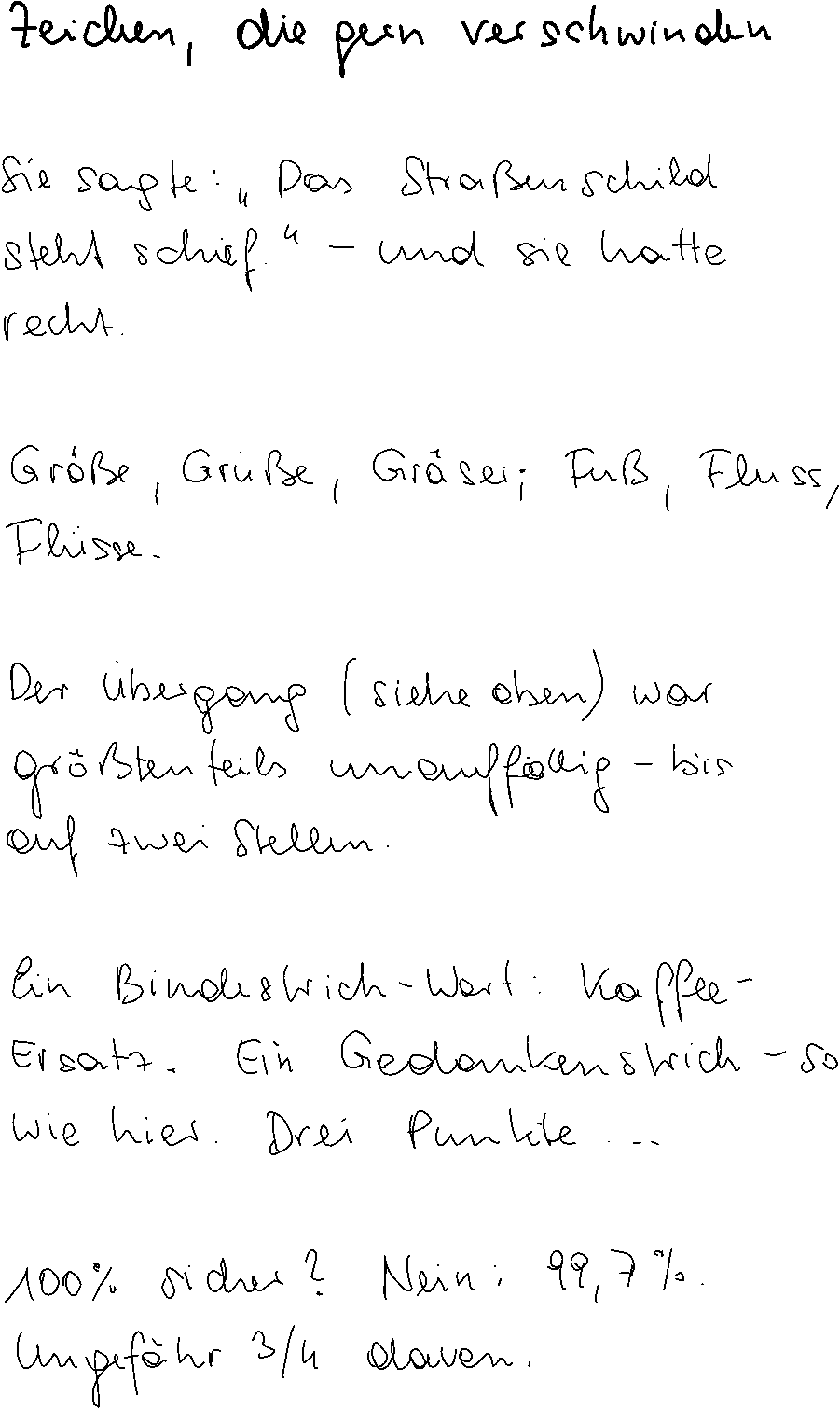 The handwritten reference page for Special characters