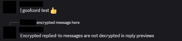 Encrypted replied-to message showing its cover in the reply preview