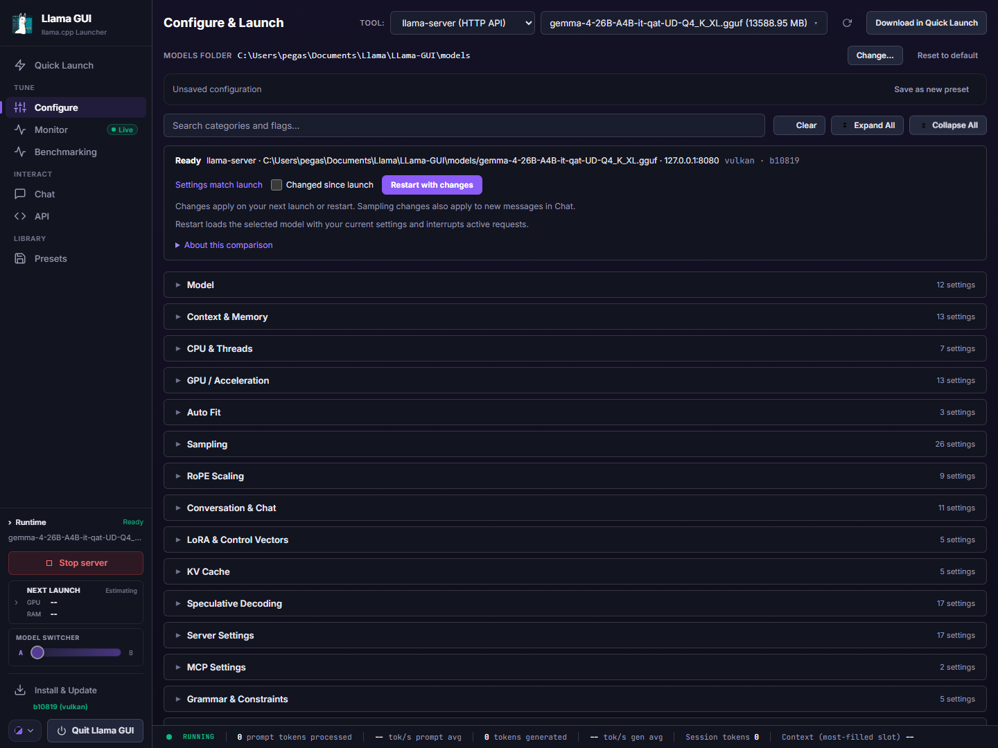 Configure tab