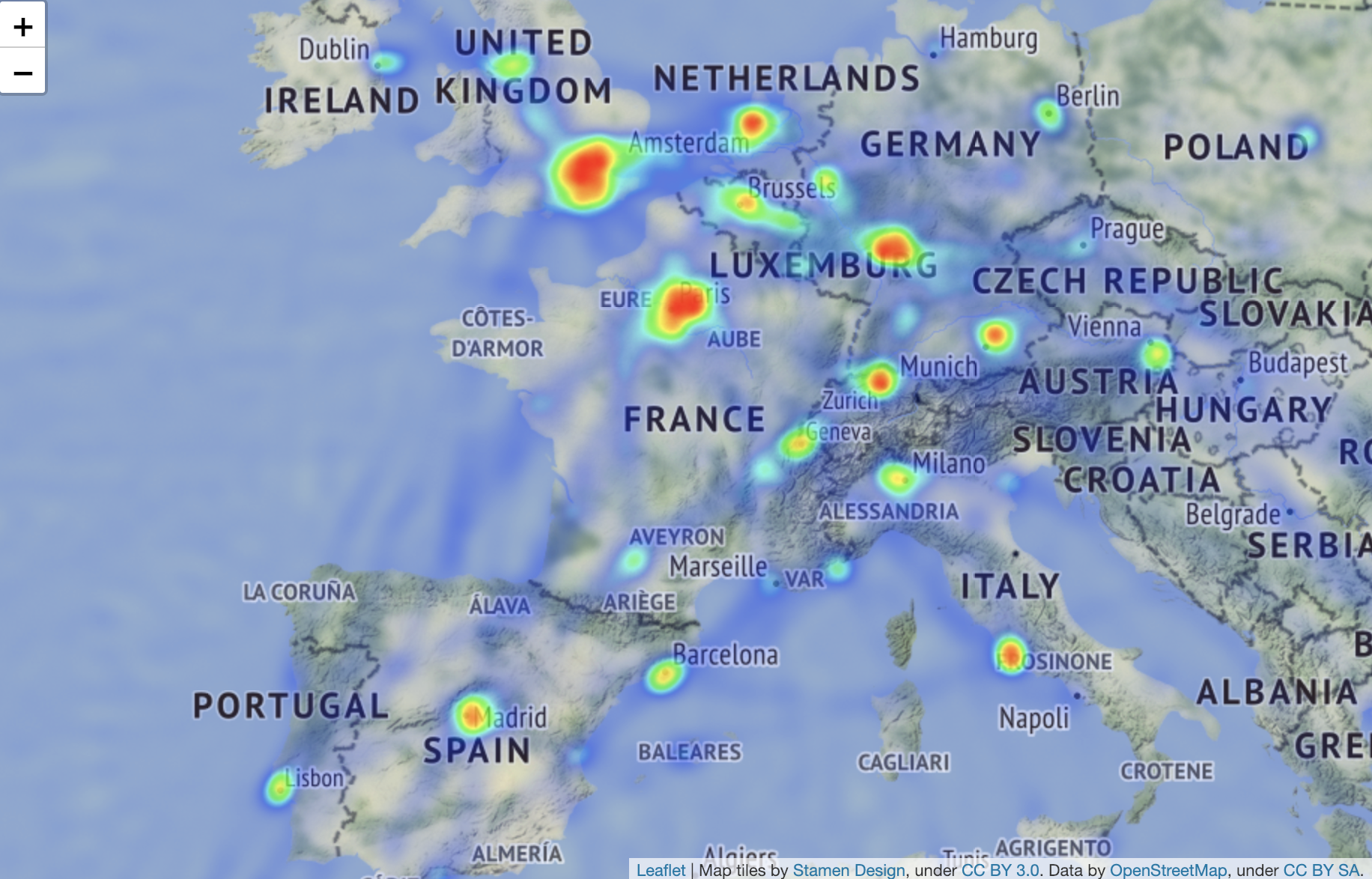 Air Traffic heatmap