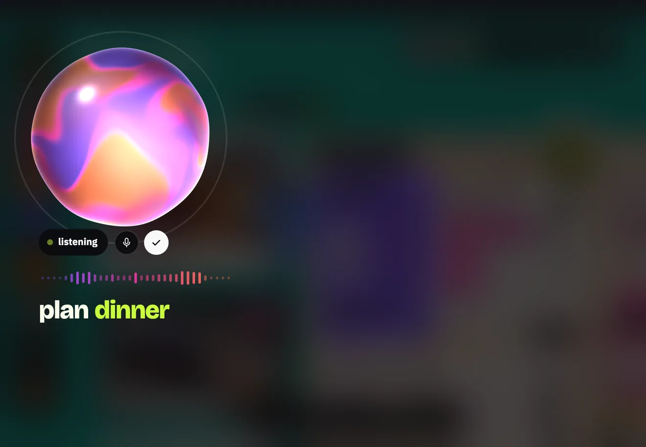 One sentence, "plan dinner Saturday", and 2 linked cards build: a poll, and a who's-in card that waits for the winner
