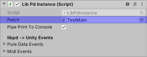 LibPdInstance Inspector Patch Selector