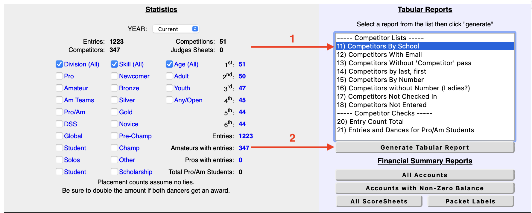 O2CM reports page step 1