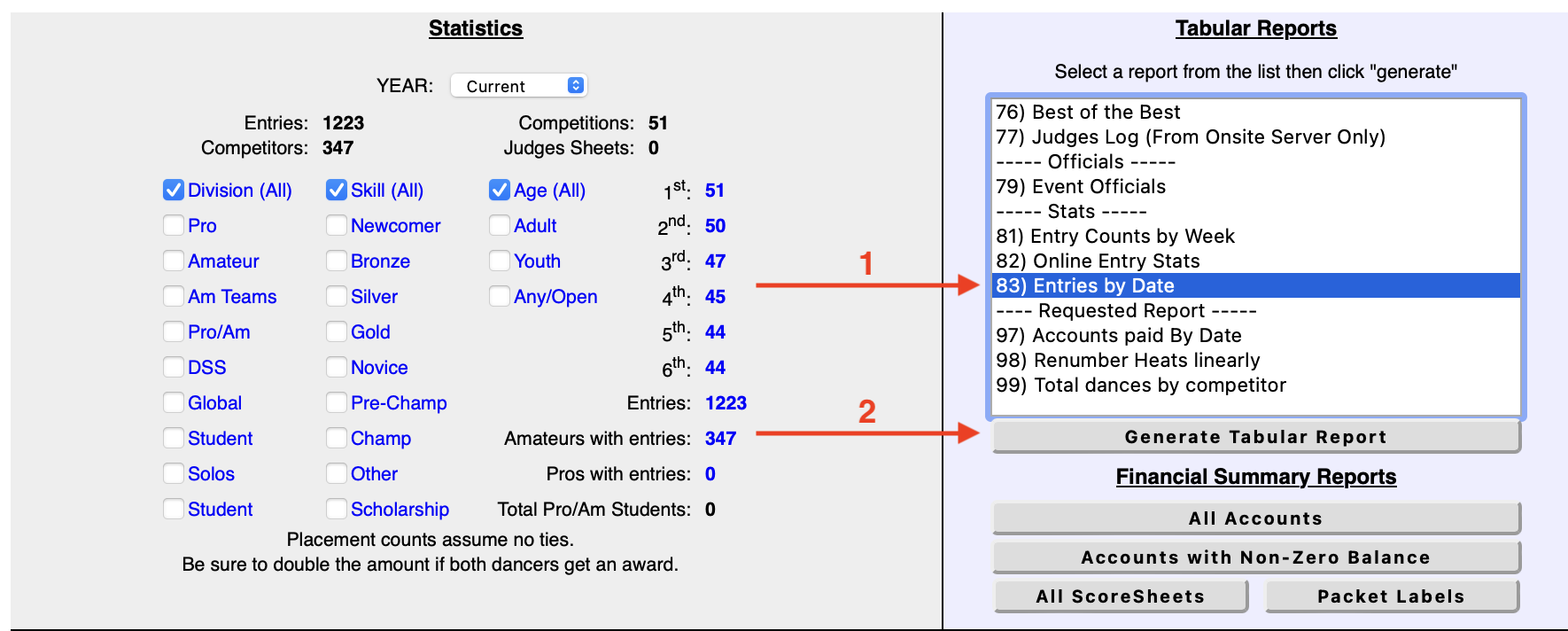 O2CM reports page step 2