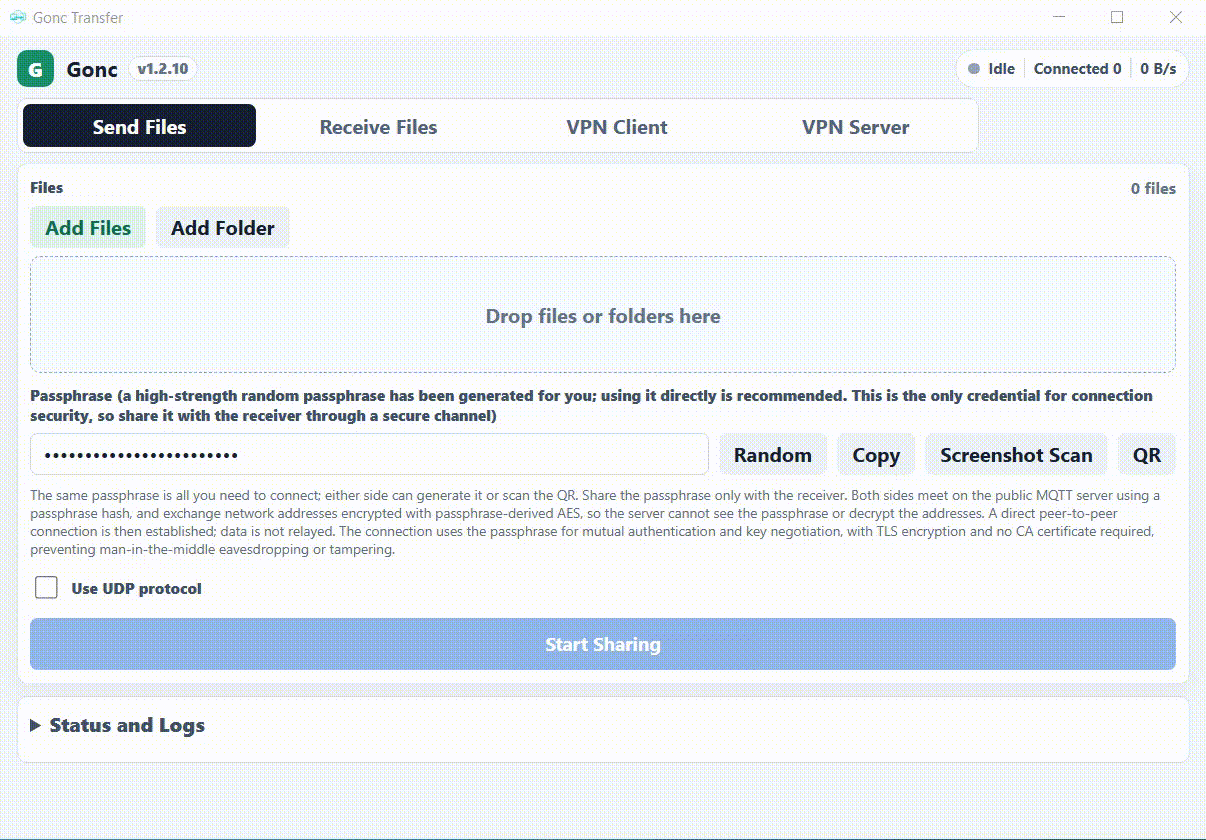 Gonc desktop file sender