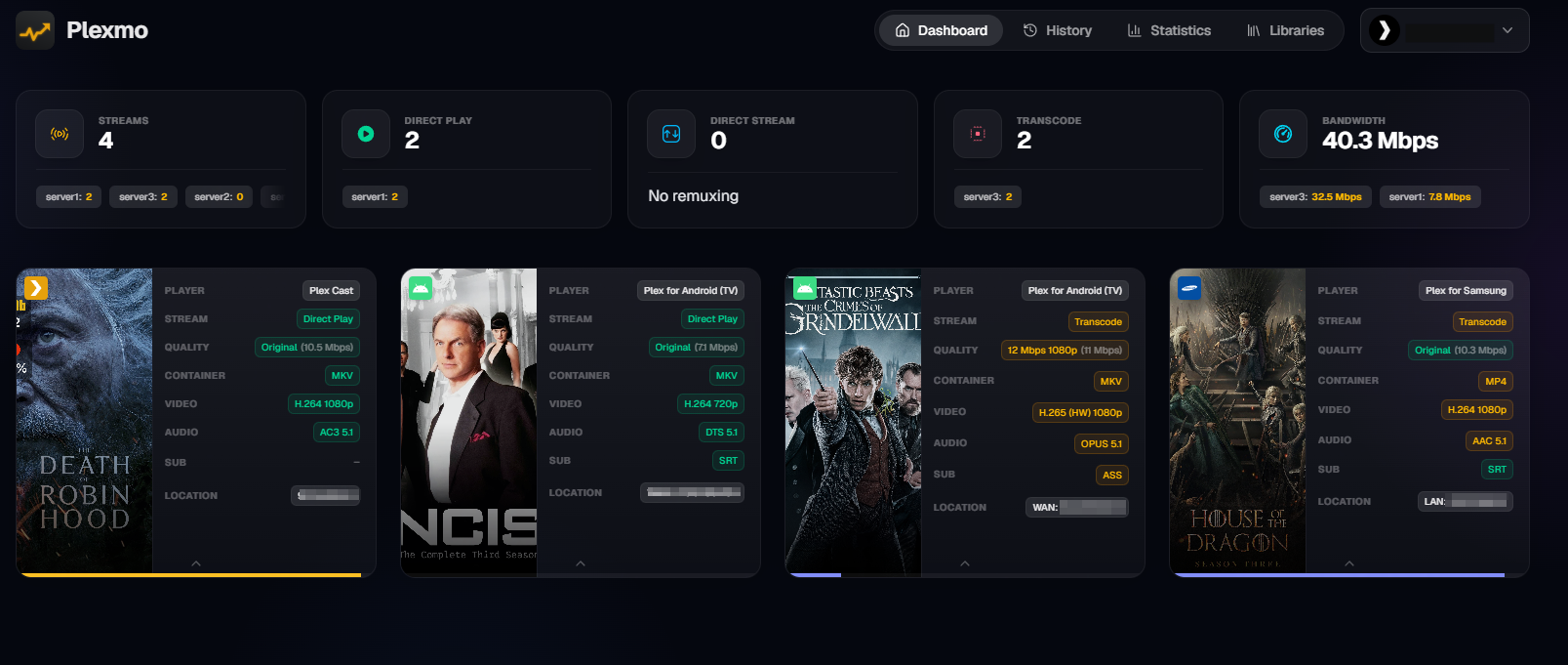 Plexmo Dashboard