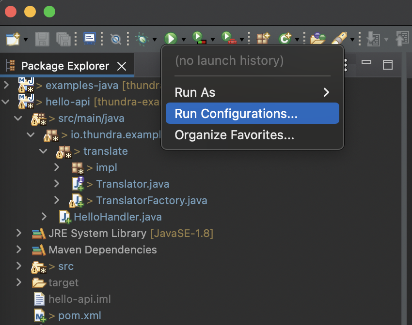 Eclipse - Open Run Configurations