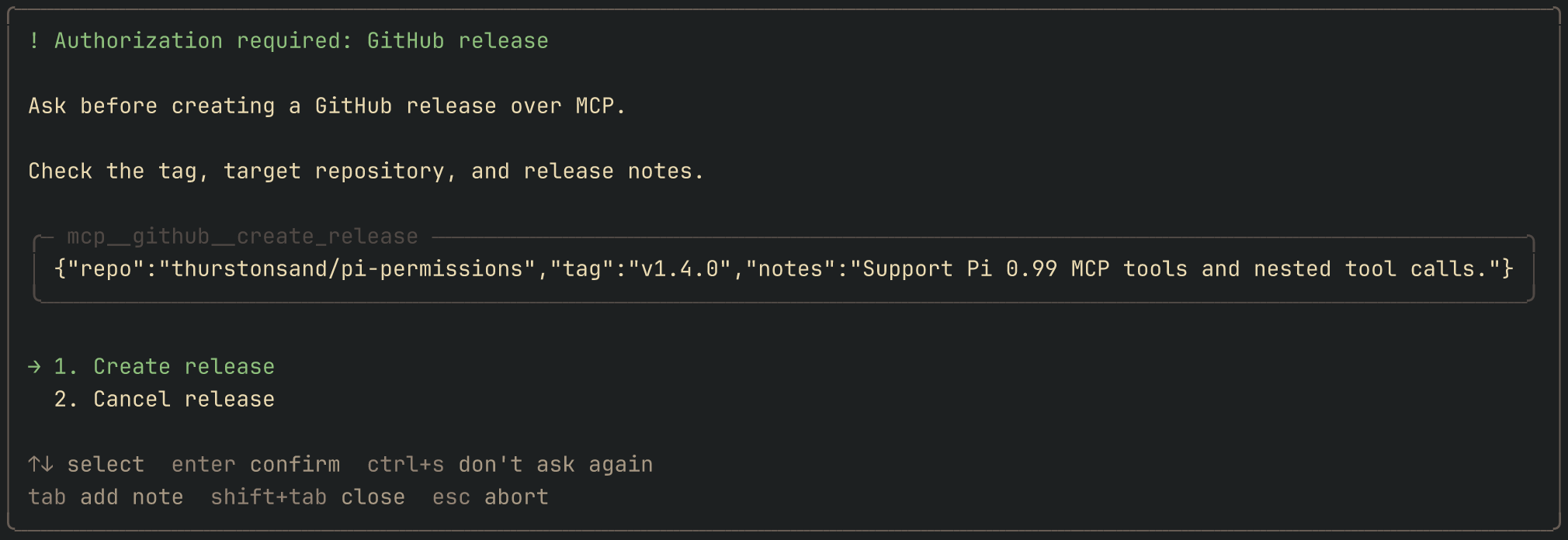 GitHub release approval prompt