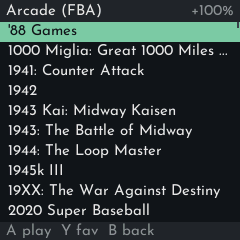Arcade list with game titles