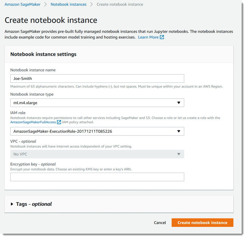 Create Notebook Instance