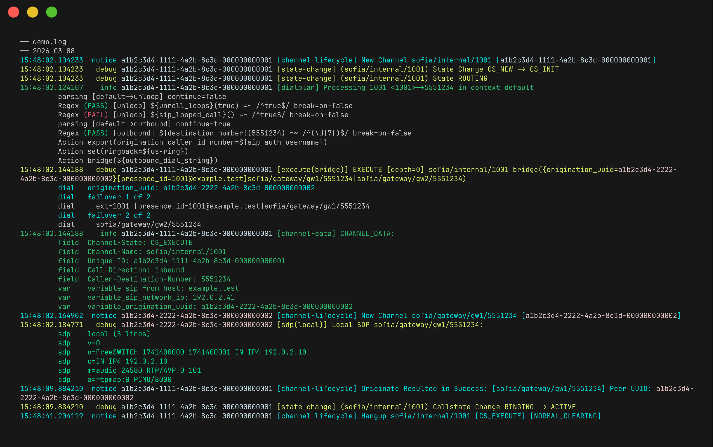fslog rendering one call with --blocks