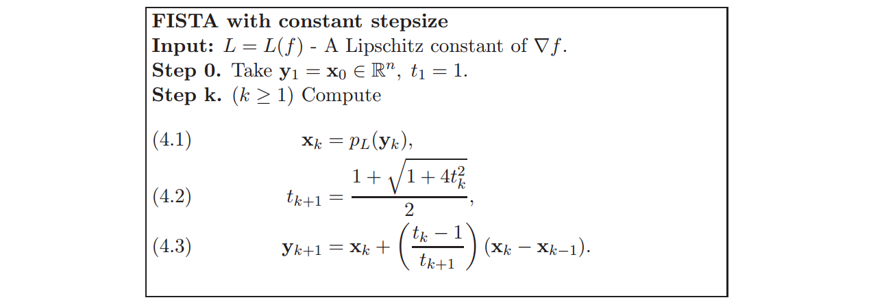 FISTA with constant step