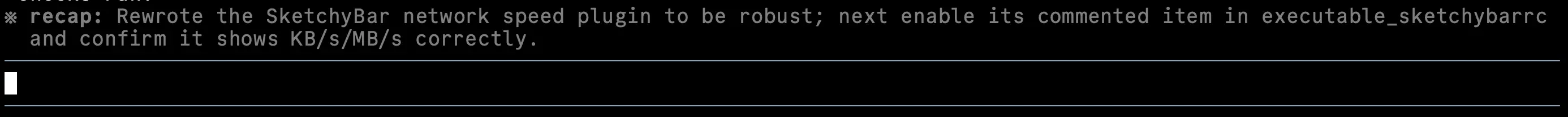 Recap widget showing a generated session recap