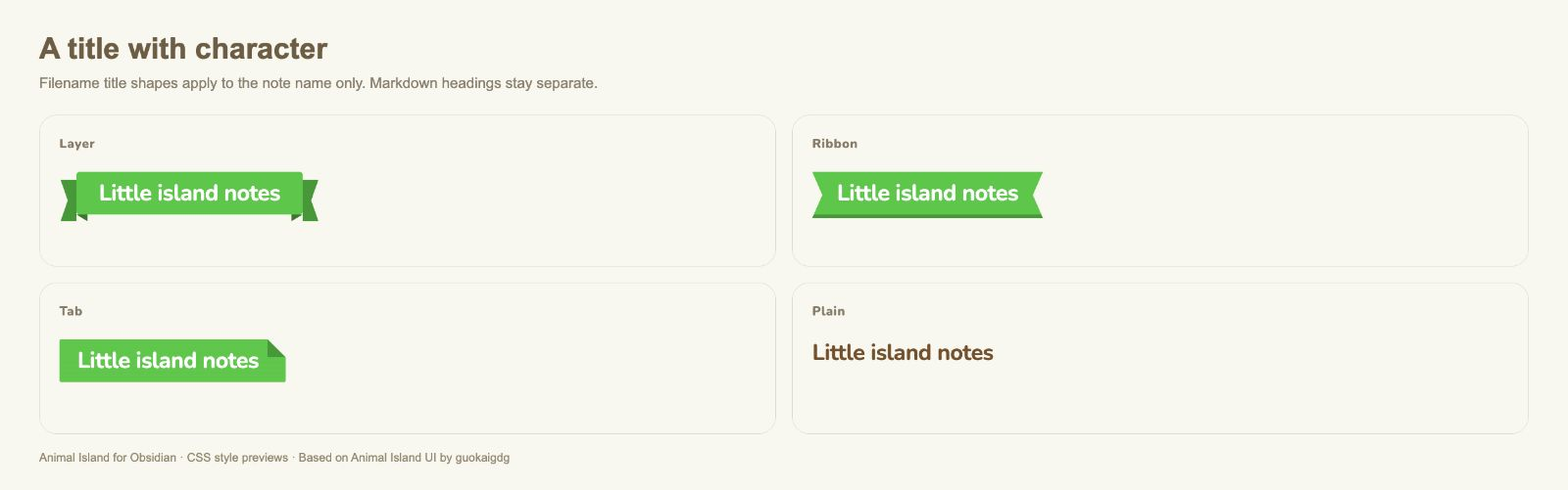 Filename title shapes — Animal Island Cozy for Obsidian
