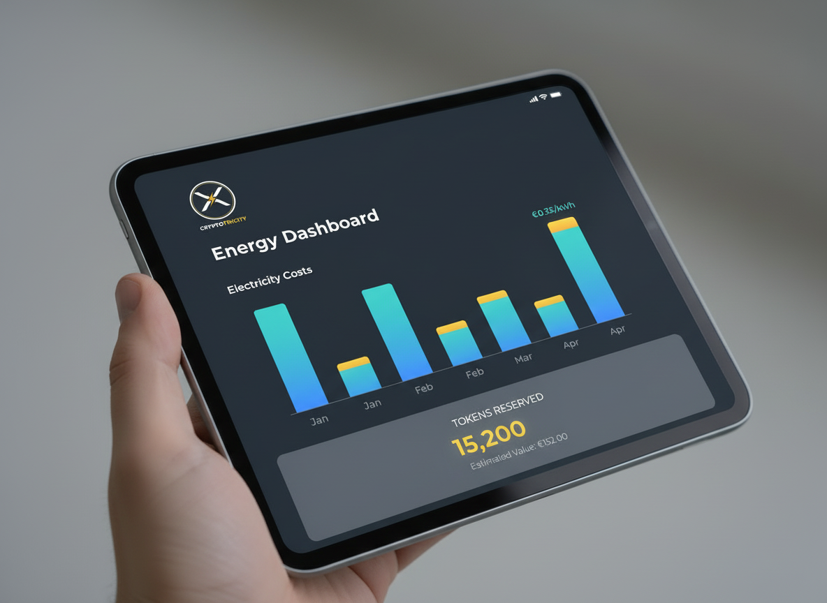 Cryptotricity housing association dashboard — 100-home pilot showing DSR participation and bill credits