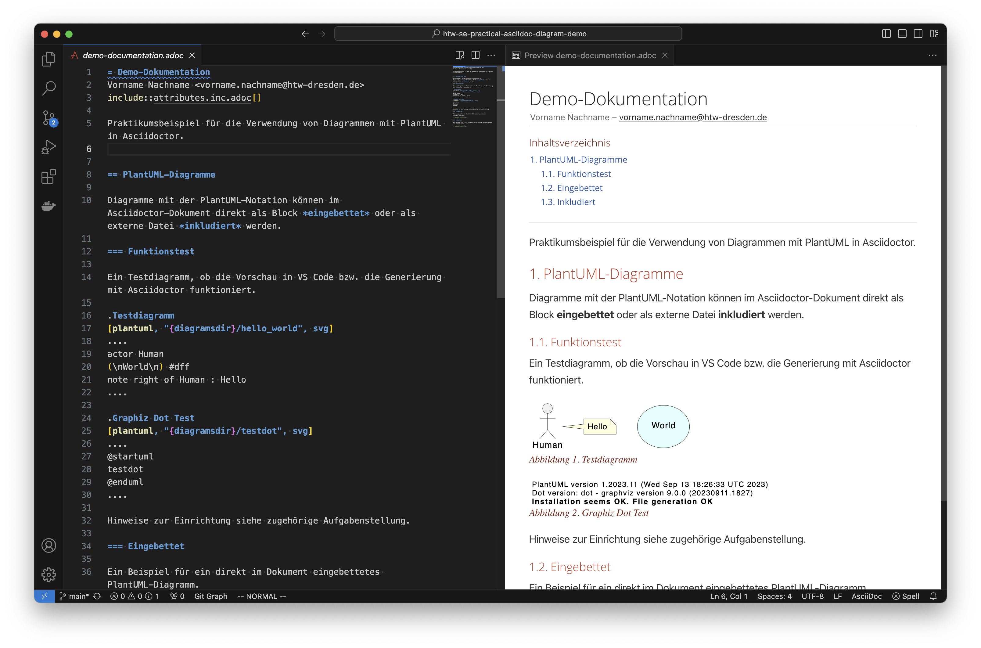 Screenshot: Projekt in VS Code