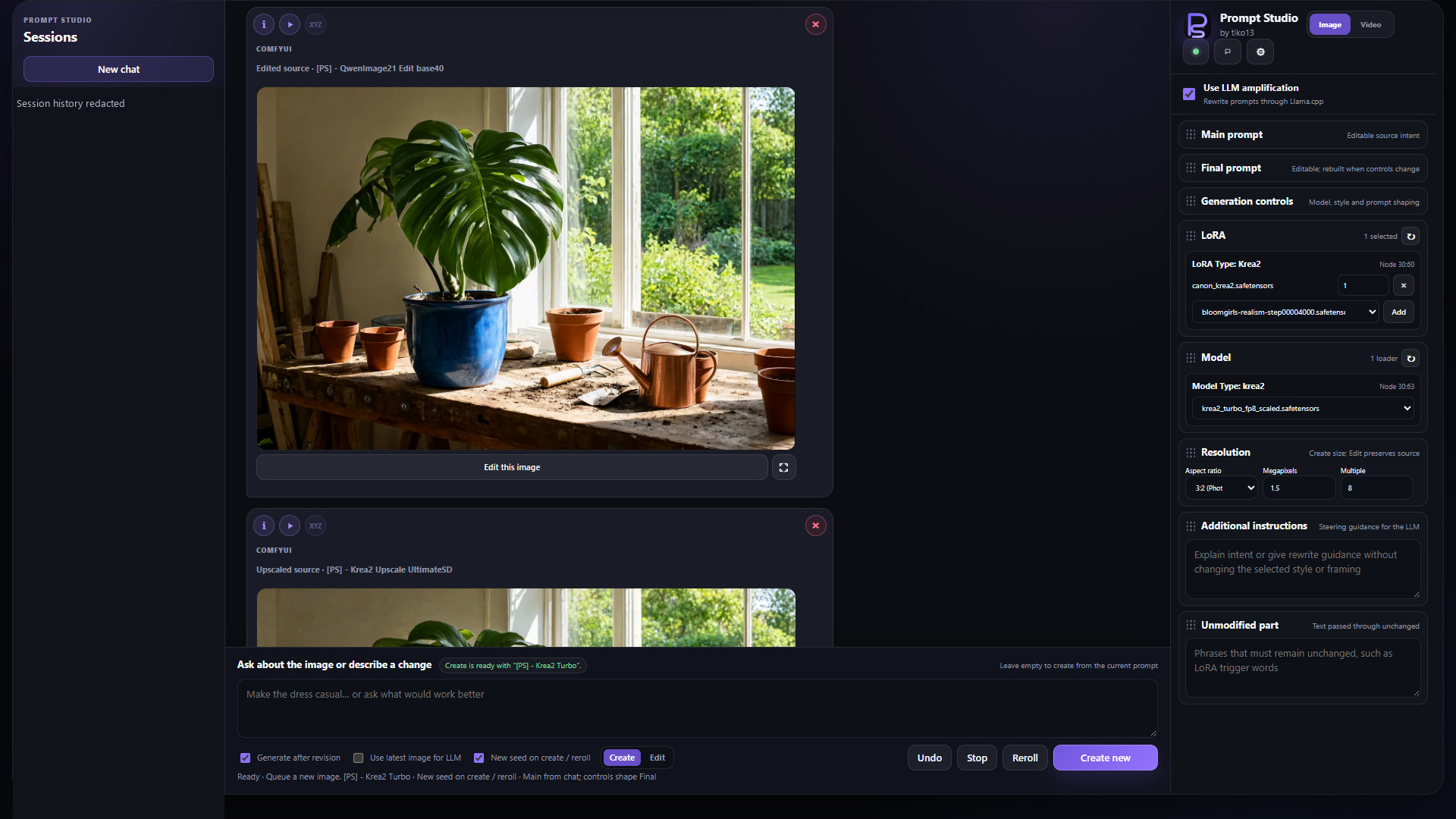 Studio controls for a diffusion model, photography LoRA and landscape resolution