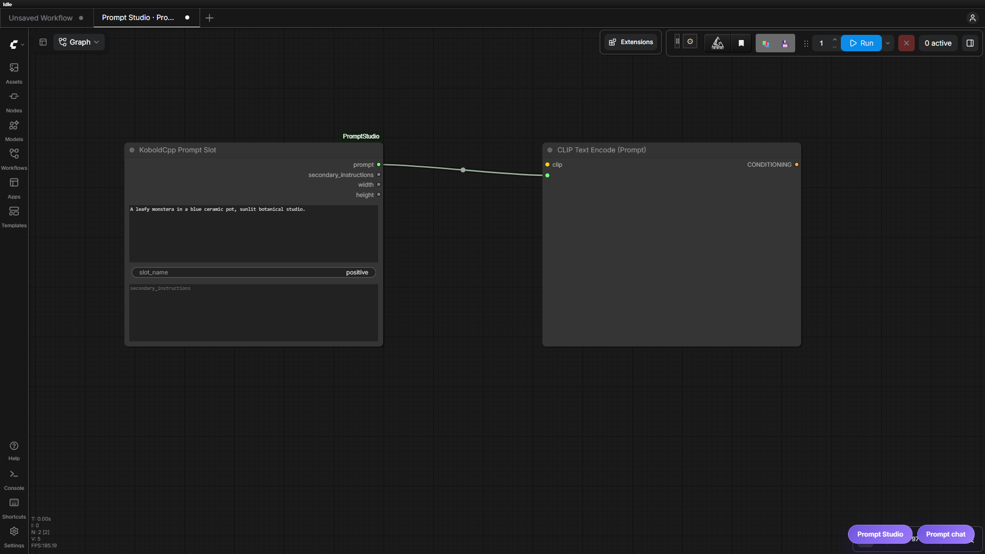 Prompt Slot connected to the text input of CLIP Text Encode