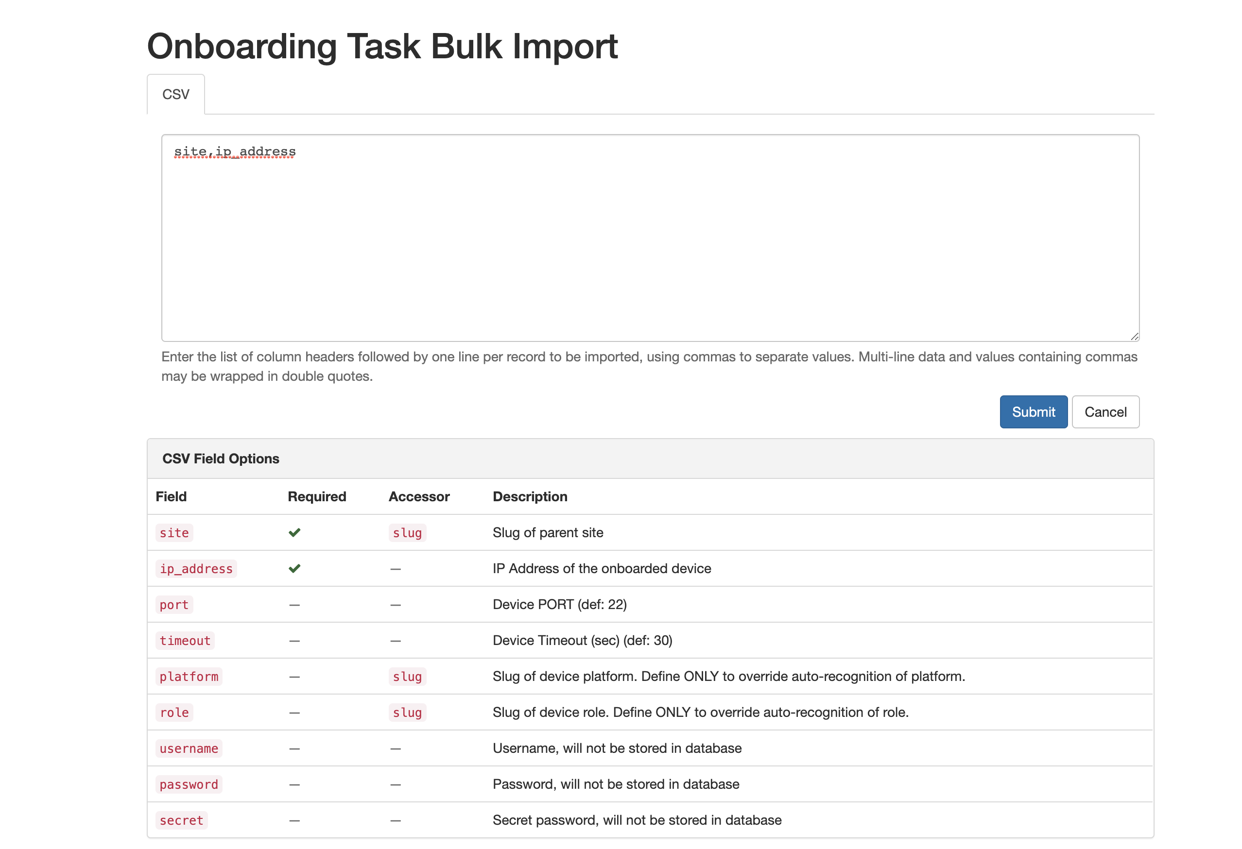 CSV Form