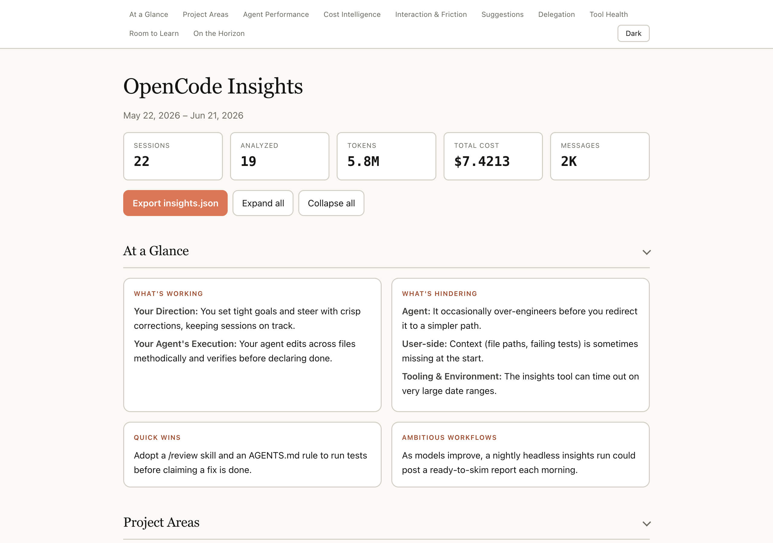 OpenCode Insights example report