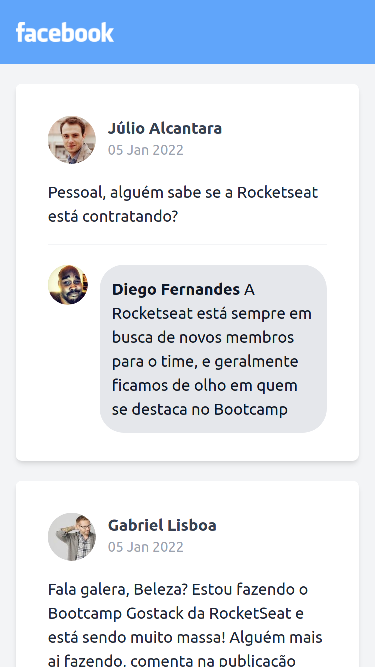 Facebook versão Mobile