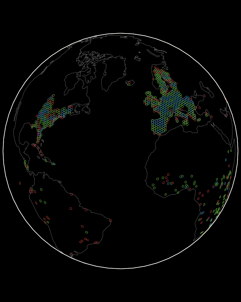 A globe partitioned into hexagons