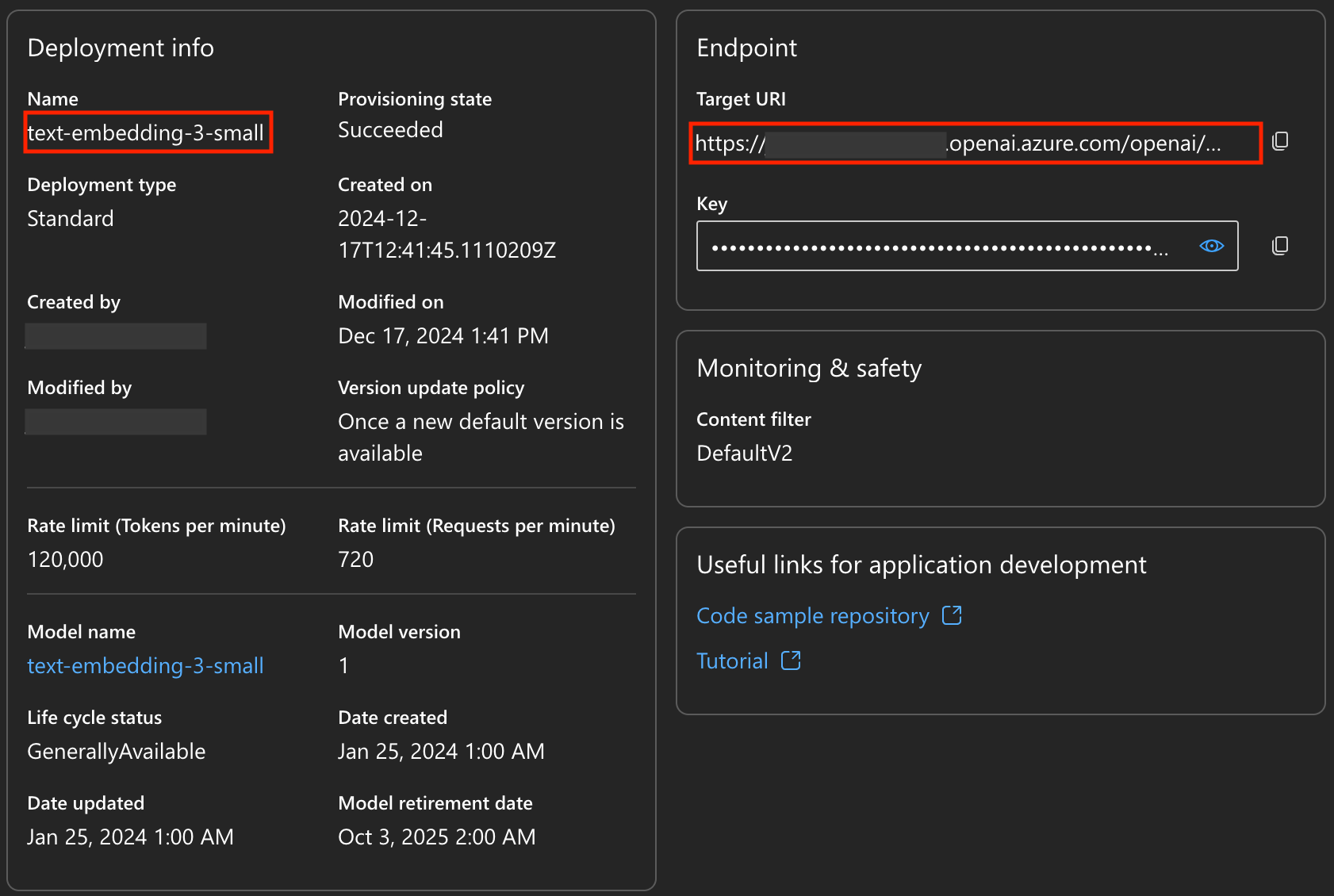 Azure AI Foundry console example