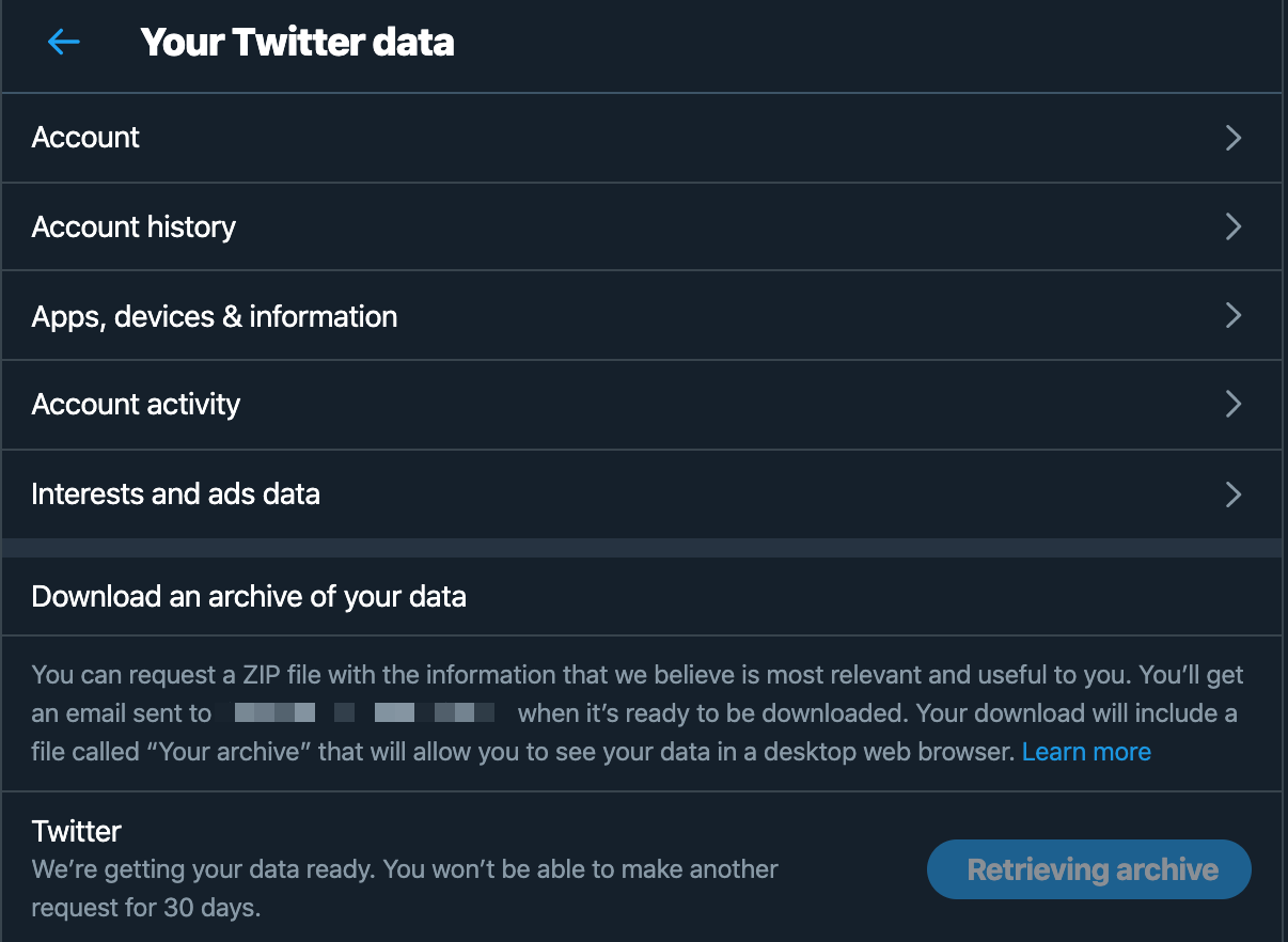 Twitter's settings page