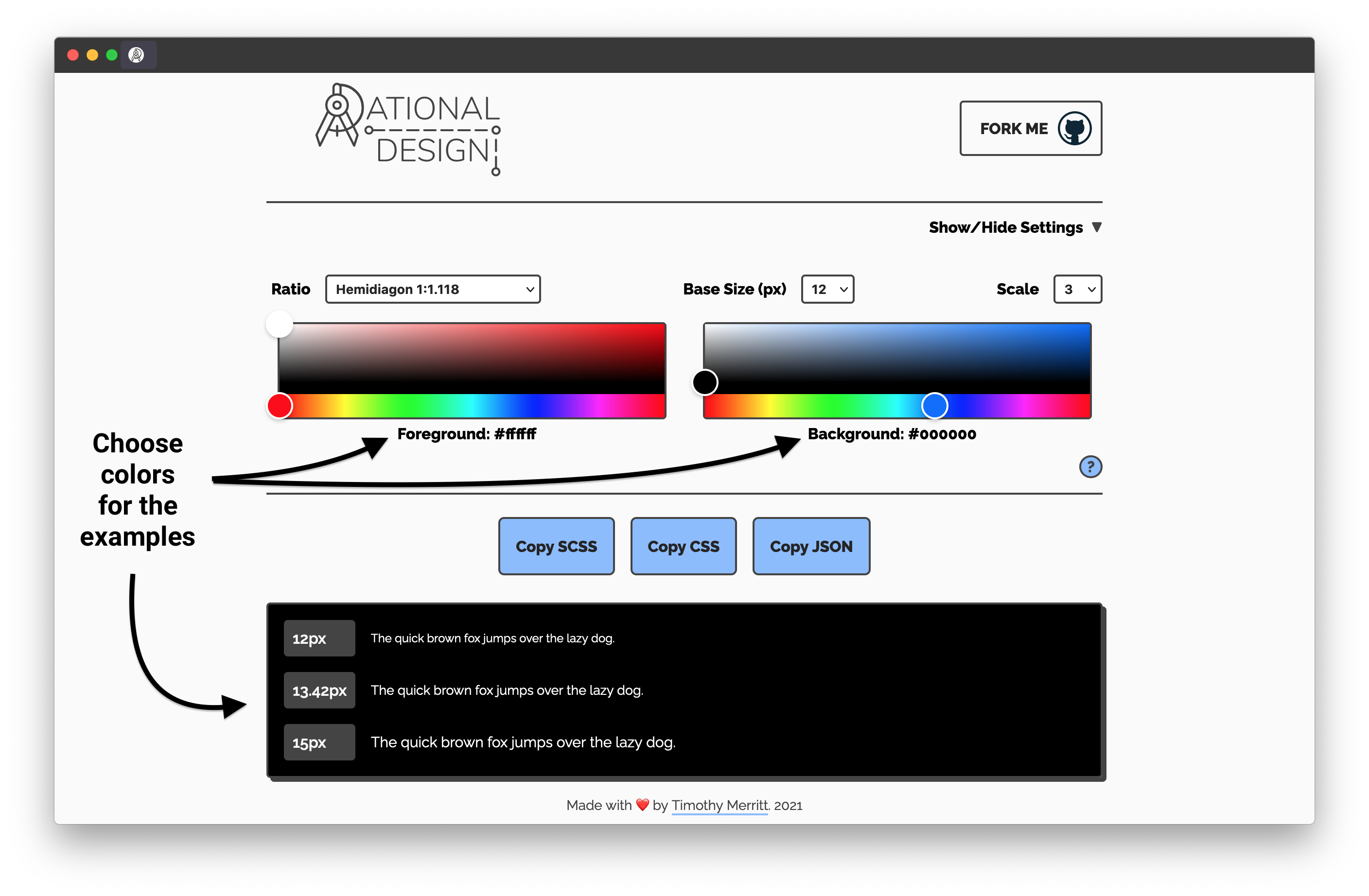 Rational Design - color palette display