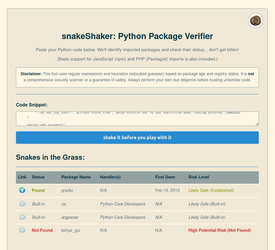 snakeShaker screenshot