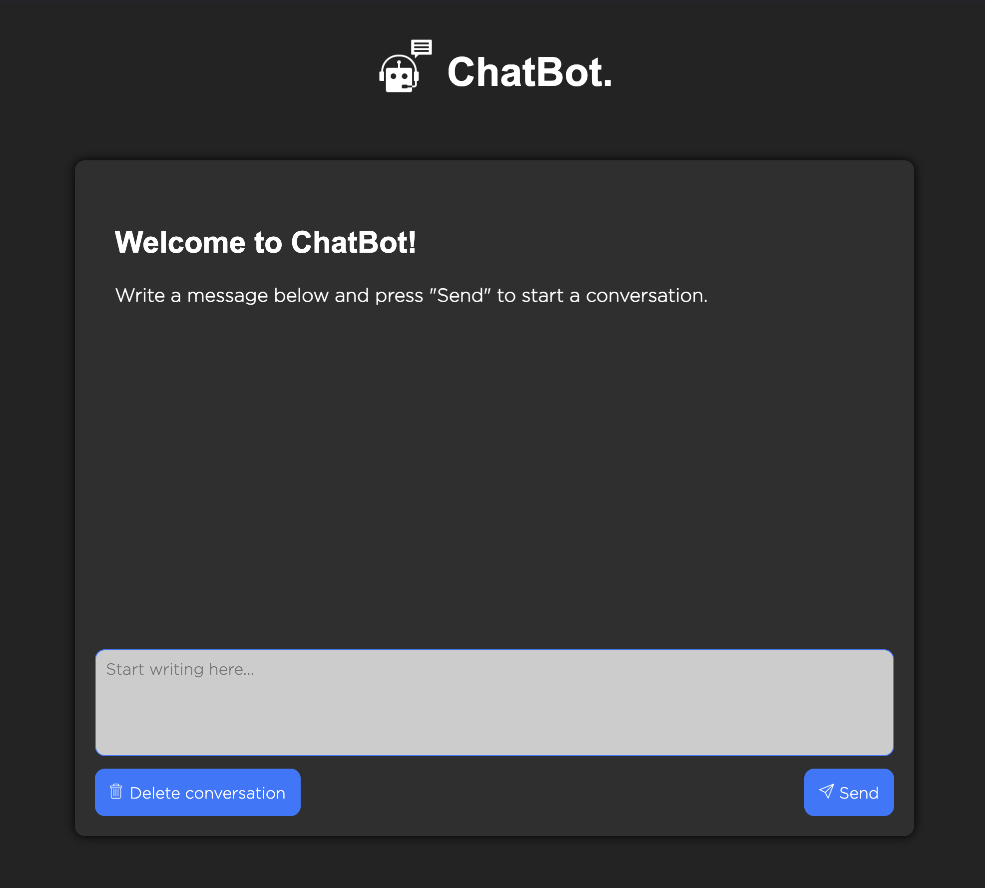 ChatBot Welcome Page