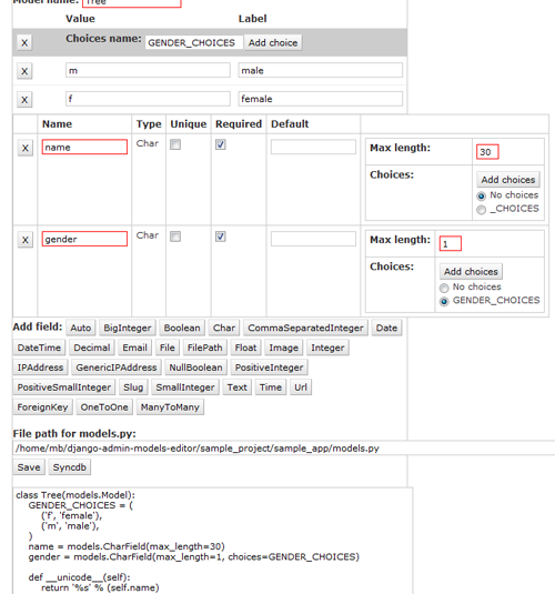 Django Admin Models Editor