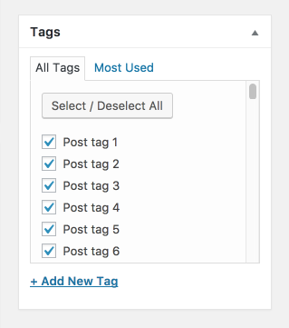 Post Tag Checklist screenshot. Post Tag Checklist screenshot