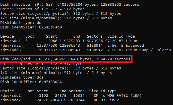 fdisk -l output