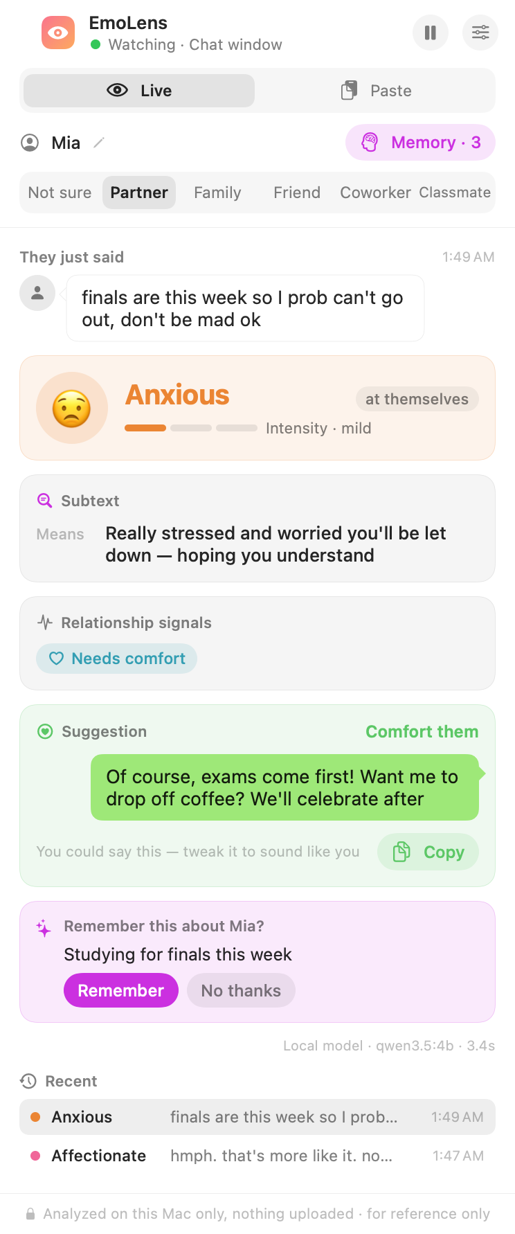 Contact memory and the 'Remember this?' prompt