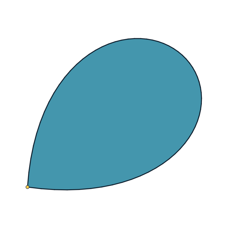 Filled exact Bezier boundary with visible edge and vertex