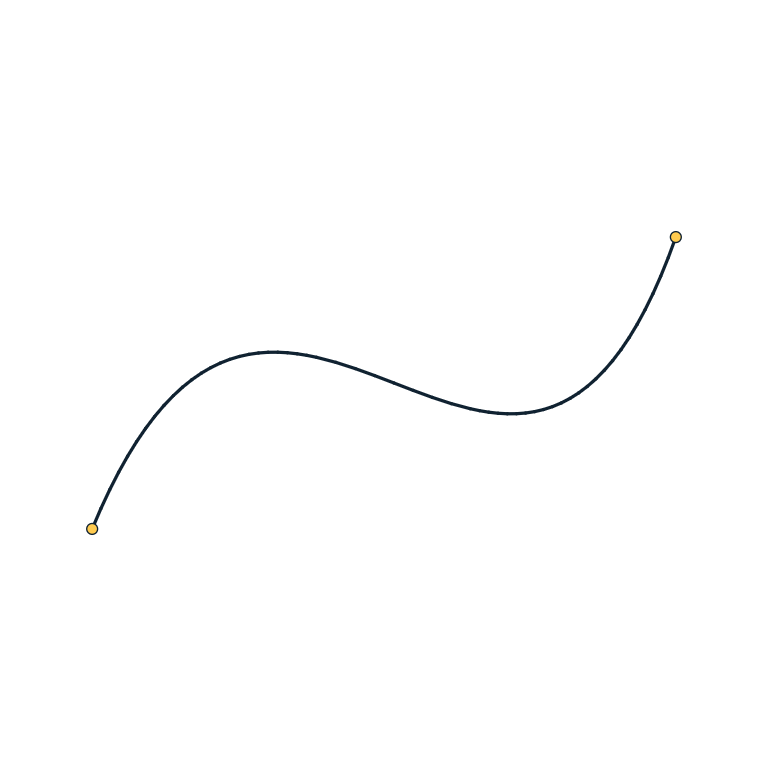 Exact open Bezier path with visible edge and authored vertices