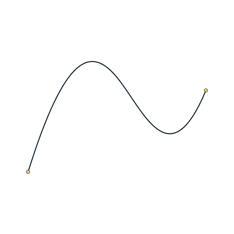 Exact open B-spline path with visible edge and authored vertices