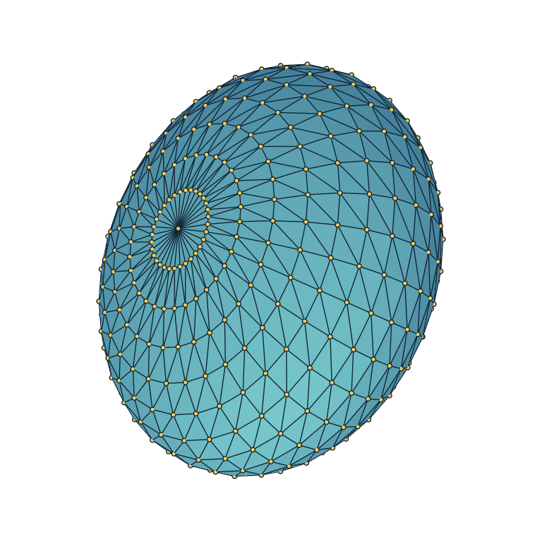 Sampled ellipsoid with visible faces, edges, and vertices