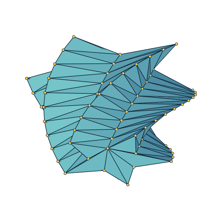 Planar star twist-extruded into a solid with visible faces, edges, and vertices
