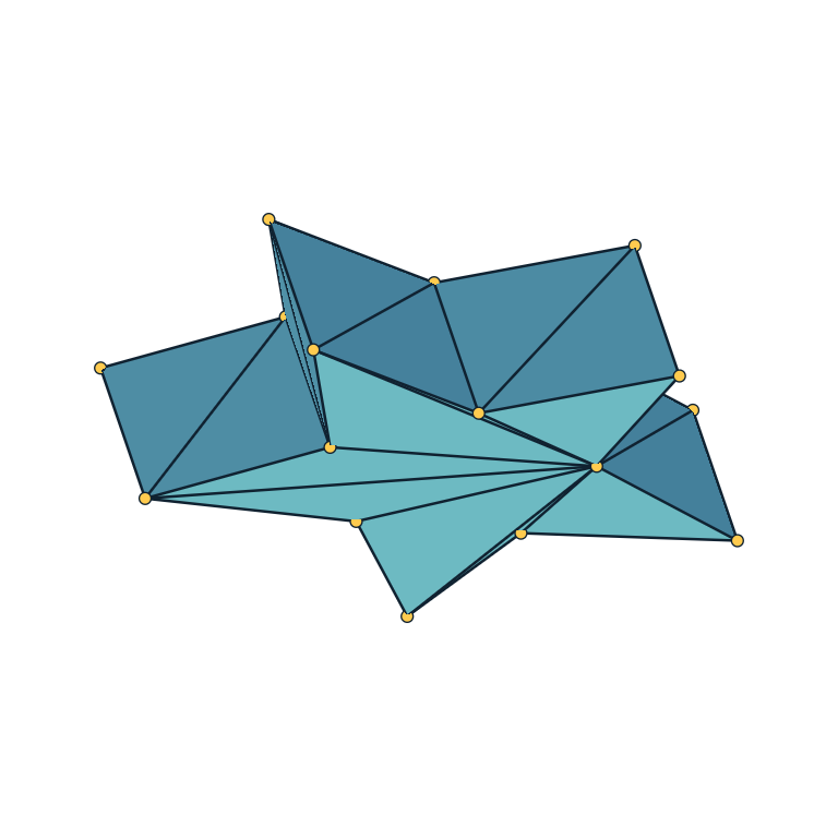 Planar star vector-extruded into a solid with visible faces, edges, and vertices