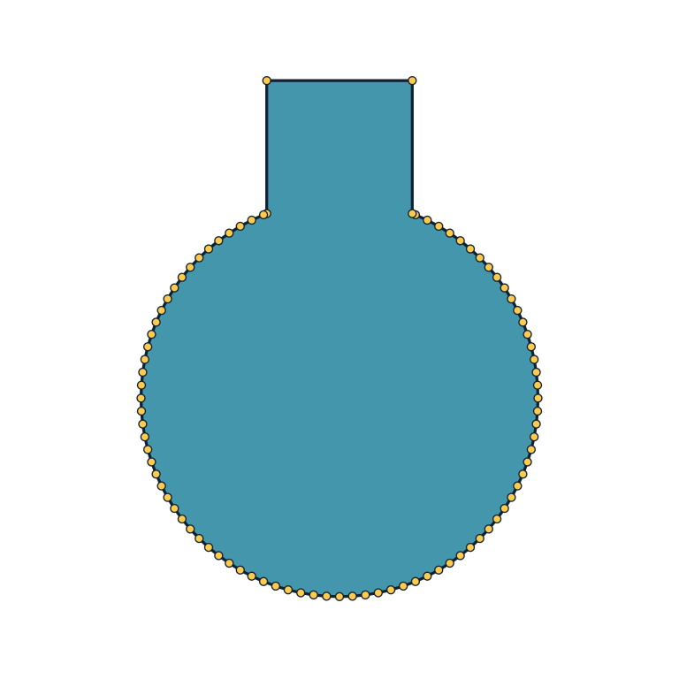 Filled keyhole with visible edges and vertices